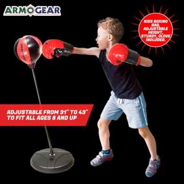 ArmoGear Punching Bag for Kids with Adjustable Stand & Gear