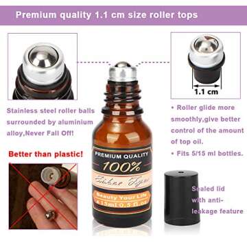 2 in 1 - Spray Tops for Essential Oil Bottles + Roller Tops with Stainless Steel Roller Balls,Fits Both 5 ml / 15 ml Bottles,Premium Essential Oil Roller Fitments,Metal Opener Included,Pack of 12