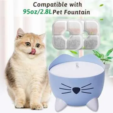 Cat Water Fountain Replacement Filters Fit for 2.5L Fountain with Whiskers Pattern Triple Action Water Pet Cat Drinking Fountain Filter Pack of 12
