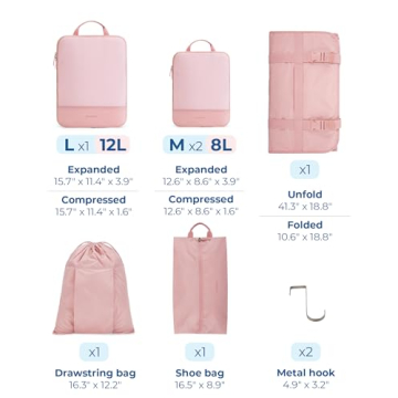 BAGSMART Hanging Compression Packing Cubes Travel Organizer