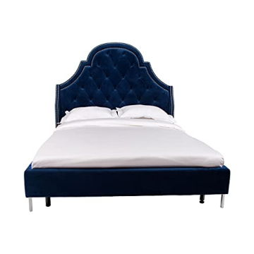 Iconic Home Napoleon Velvet Bed Frame Queen - Luxury Design