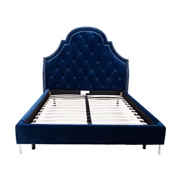 Iconic Home Napoleon Velvet Bed Frame Queen - Luxury Design