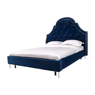 Iconic Home Napoleon Velvet Bed Frame Queen - Luxury Design