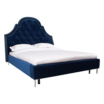 Iconic Home Napoleon Velvet Bed Frame Queen - Luxury Design
