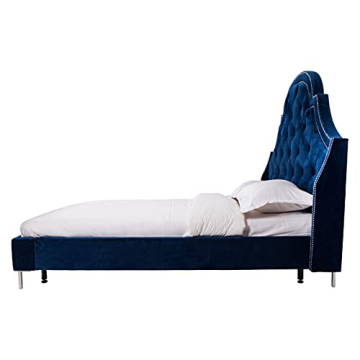 Iconic Home Napoleon Velvet Bed Frame Queen - Luxury Design