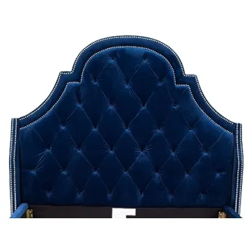 Iconic Home Napoleon Velvet Bed Frame Queen - Luxury Design