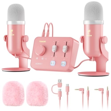 TONOR ASMR Microphone Equipment Bundle with Audio Interface, Immersive 3D Stereo Audio, Dual Condens...