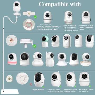 Derebir Baby Monitor Mount Floor Stand Holder Shelf Compatible with Infant Optics DXR-8 and DXR-8 PRO, Nanit Pro & Flex Stand,Eufy,HelloBaby,Momcozy BM01/BM03, Baby Camera Mount Holder (68.8 inch)