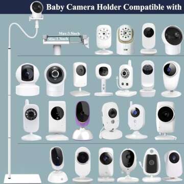Derebir Baby Monitor Mount Floor Stand Holder Shelf Compatible with Infant Optics DXR-8 and DXR-8 PRO, Nanit Pro & Flex Stand,Eufy,HelloBaby,Momcozy BM01/BM03, Baby Camera Mount Holder (68.8 inch)
