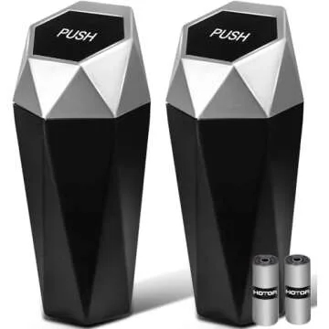 HOTOR Car Trash Can with Lid - 2 Pack, Mini Essential Car Accessories for Interior, Leakproof Car Ga...