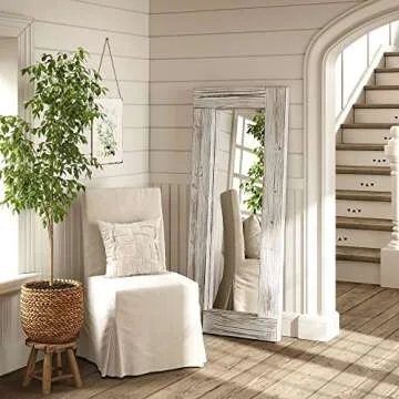 Barnyard Designs Rustic Farmhouse Full Length Mirror - Wood Frame Floor Standing Bedroom Mirror (58"...