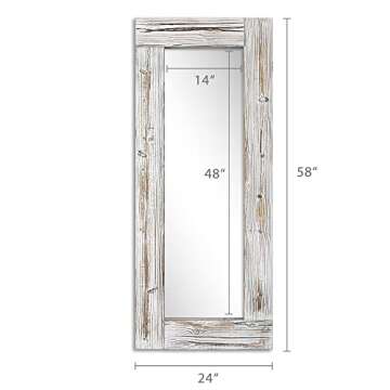 Barnyard Designs Rustic Farmhouse Full Length Mirror - Wood Frame Floor Standing Bedroom Mirror (58" x 24" / White)