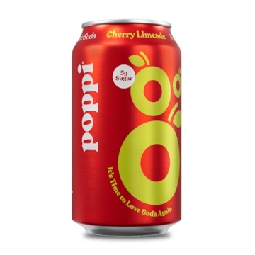 Poppi Sparkling Prebiotic Soda Beverage | Cherry Limeade Flavor, 12 oz, Pack of 12