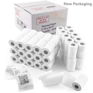 TK Thermal King, (50 Rolls) 2 1/4" 50' feet White Paper Cash Register POS Receipt, Fits All Credit C...