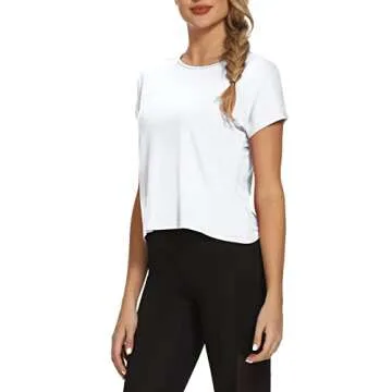 Mippo Workout Tops Short Sleeve Gym Shirts Backless Open Back Top Womens Athletic Workout Shirt Gym Clothes White XL