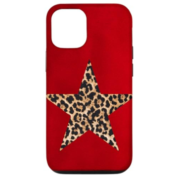 Trendy iPhone 15 Leopard Star Y2K Red Protective Case