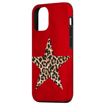 Stylish iPhone 15 Leopard Star Y2K Red Protection Case