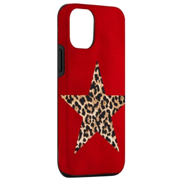 Stylish iPhone 15 Leopard Star Y2K Red Protection Case