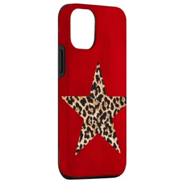 Stylish iPhone 15 Leopard Star Y2K Red Protection Case