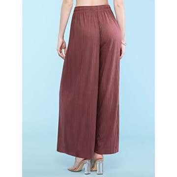 Stylish Wide Leg Palazzo Pants for Women - Marsala Color