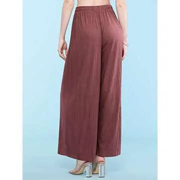 Stylish Wide Leg Palazzo Pants for Women - Marsala Color
