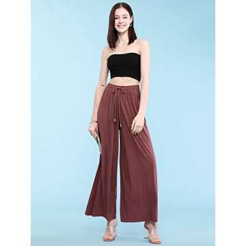 Stylish Wide Leg Palazzo Pants for Women - Marsala Color