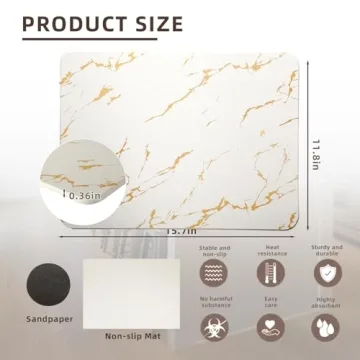 2 Pack Diatomaceous Stone Dish Drying Mats for Dishes