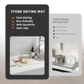 2 Pack Diatomaceous Stone Dish Drying Mats for Dishes