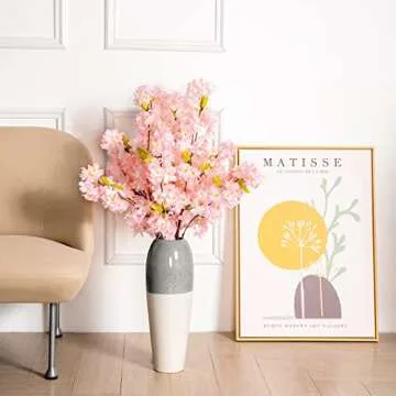 Tifuly Artificial Cherry Blossom Branches - 4 pcs Long Stems Flowers 42.52 inches Fake Silk Bouquet Faux Cherry Blossom Flowers Arrangements for Party Office Home Wedding Decor（Peach Pink）