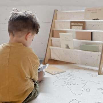 3 Sprouts Recycled Fabric Kids Bookshelf – 4-Tier Sling Book Rack Storage - Kids Room Book Shelves...