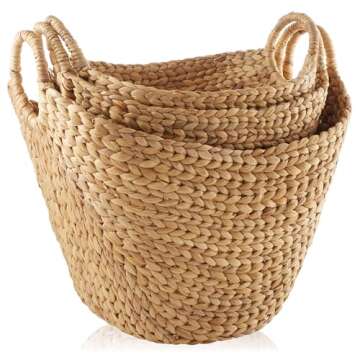 Casafield Woven Water Hyacinth Storage Baskets Set