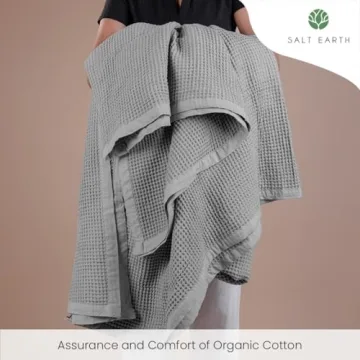 GOTS Certified Organic Cotton Waffle Throw Blanket For All Seasons