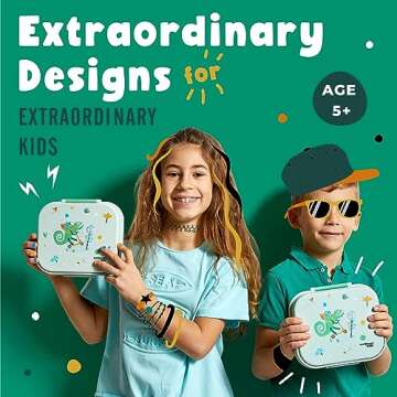 Bentoheaven Premium Bento Lunch Box for Kids, 9 Designs, Leak-proof 3-4 Compartments, Divider, Ideal size 30oz, Microwave/Dishwasher Safe Kids Bento Box (Loncheras Para Niños/Niñas)[Green]