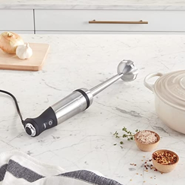 All-Clad Electrics Stainless Steel Immersion Blender 2 Piece Turbo Function 600 Watts Detachable, Variable Speed Control, Hand Blander, 9-1/4-inch