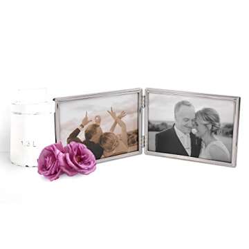 LEADEX Double Thin Edge Silver Plated Picture Frame,Horizontal Standing,5 by 7 Inch,Velvet Back Simple Classic Styling (silver)