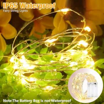 Tasodin led Fairy Lights Waterproof 16.4ft String Lights Battery Operated for Wedding, Home, Garden, Party, Christmas Decoration (1pc, Warm White 1pc)
