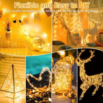 Tasodin led Fairy Lights Waterproof 16.4ft String Lights Battery Operated for Wedding, Home, Garden, Party, Christmas Decoration (1pc, Warm White 1pc)