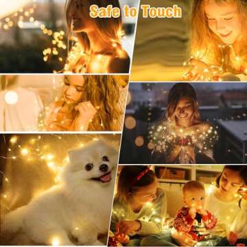 Tasodin led Fairy Lights Waterproof 16.4ft String Lights Battery Operated for Wedding, Home, Garden, Party, Christmas Decoration (1pc, Warm White 1pc)