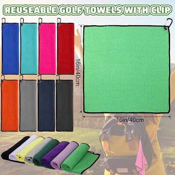 Batiyeer Golf Towels Bulk for Bags 16'' x 16'' Microfiber Waffle Pattern Golf Towel with Clip for Mini Tournament, Club, Yoga, Fitness(Mixed Colors,50 Pcs)