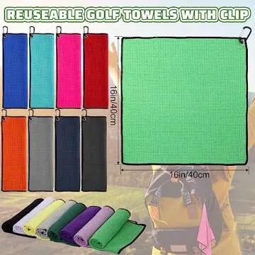Batiyeer Golf Towels Bulk for Bags 16'' x 16'' Microfiber Waffle Pattern Golf Towel with Clip for Mini Tournament, Club, Yoga, Fitness(Mixed Colors,50 Pcs)