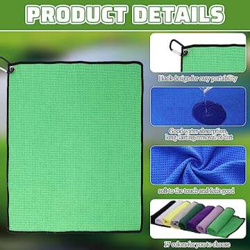 Batiyeer Golf Towels Bulk for Bags 16'' x 16'' Microfiber Waffle Pattern Golf Towel with Clip for Mini Tournament, Club, Yoga, Fitness(Mixed Colors,50 Pcs)