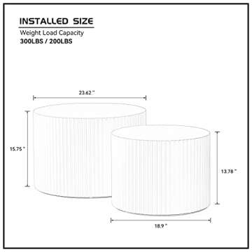 DREAMODERN Round Nesting Coffee Table Set of 2 for Living Room, Modern End Table MDF Finish Side Tab...