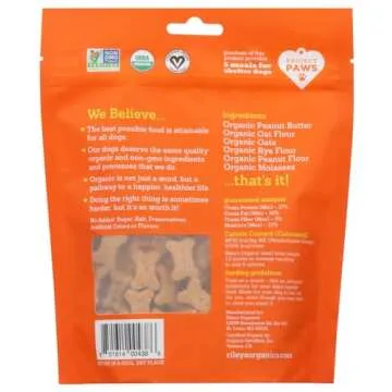 Riley's Organic Peanut Butter Dog Treats 5 oz Resealable Bag