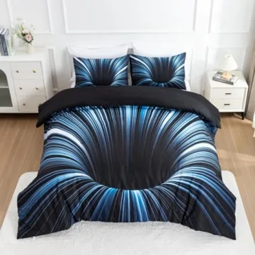 3D Geometric Comforter Set for Kids and Teens - Blue