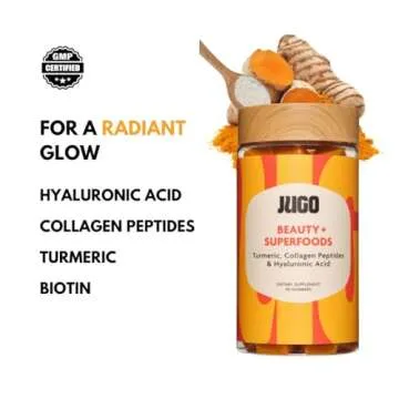 JUGO Beauty + Superfood Gummies | Biotin Collagen for Hair, Skin, and Nails | Biotin 2500 mcg & Hyal...
