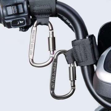 2 Pcs Baby Stroller Hook with Locking Mechanism, Carry 30 lbs per Stroller Carabiner Clip, Adjustable Baby Stroller & Car Seat Hook for Hanging Diaper Bag, Golf, Shopping and Pet Cart