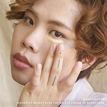 Honest Beauty Honestly Bright Eyes Tinted Eye Cream | Brightens + Diffuses Dark Circles | Hyaluronic Acid + Squalane | EWG Verified, Vegan + Cruelty Free | Sandstone, 0.5 fl oz