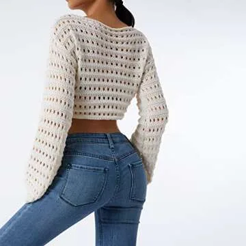 Chic Women’s Crochet Knit Crop Top for 90s Streetwear
