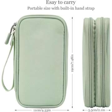 Electronic Organizer Travel Cable Accessories Bag,Electronic Organizer Case,Electronic Accessories Organizer Bag for Power Bank, Charging Cords, Chargers, Mouse, USB Cable, Earphones (Mint Green)