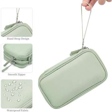 Electronic Organizer Travel Cable Accessories Bag,Electronic Organizer Case,Electronic Accessories Organizer Bag for Power Bank, Charging Cords, Chargers, Mouse, USB Cable, Earphones (Mint Green)